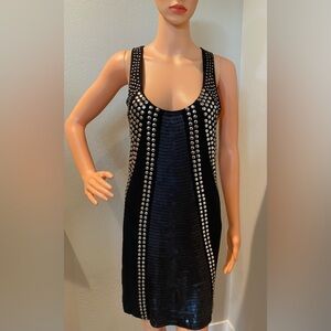 Charlotte Russe Black Dress Silver Studs Goth Biker Size Medium